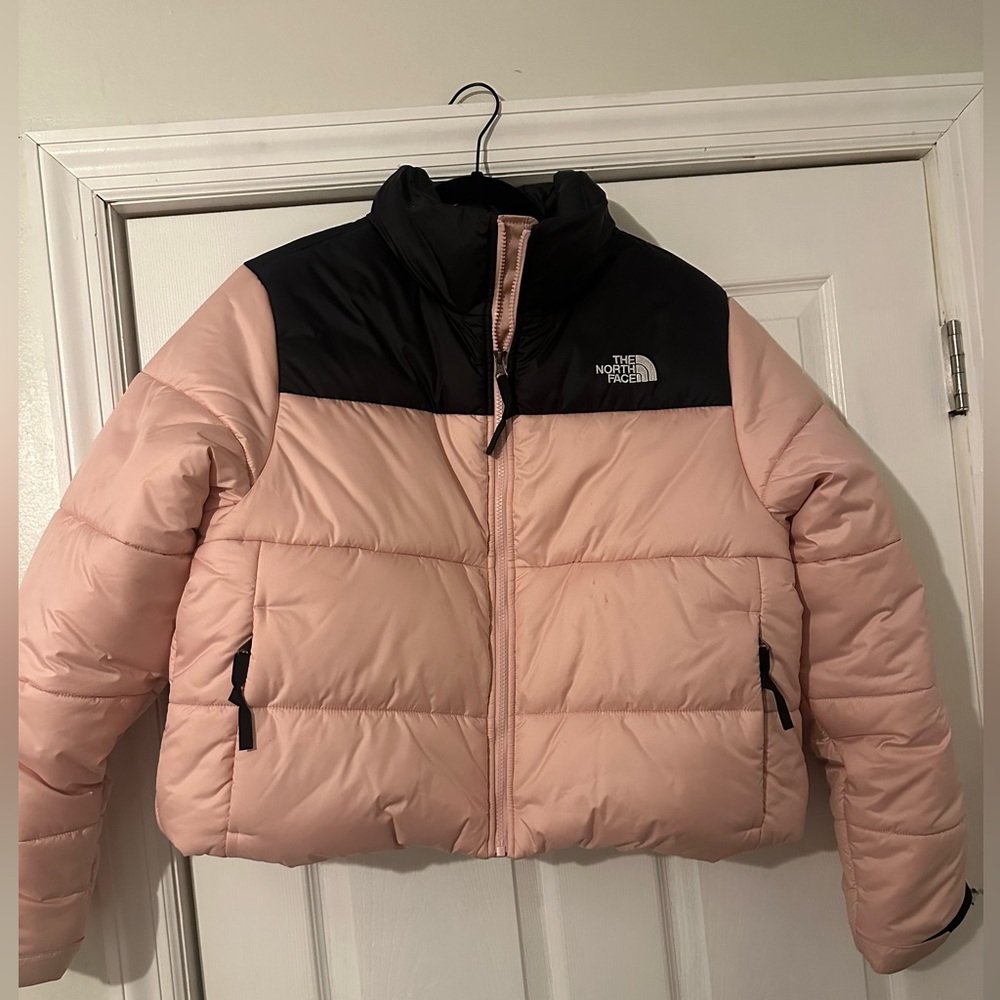The North Face Pink and Black Puffer Jacket